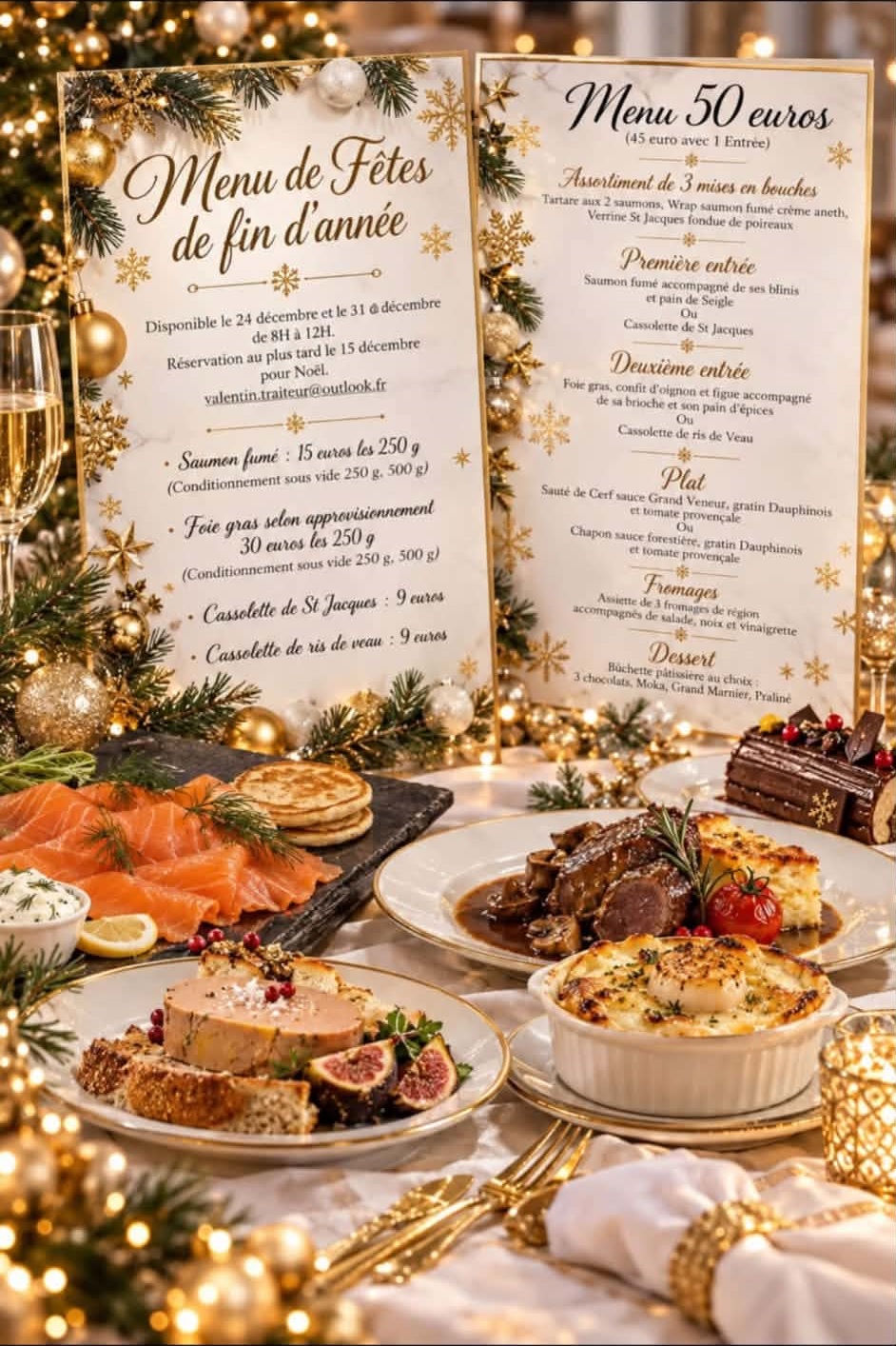 Menu repas Noël 2026